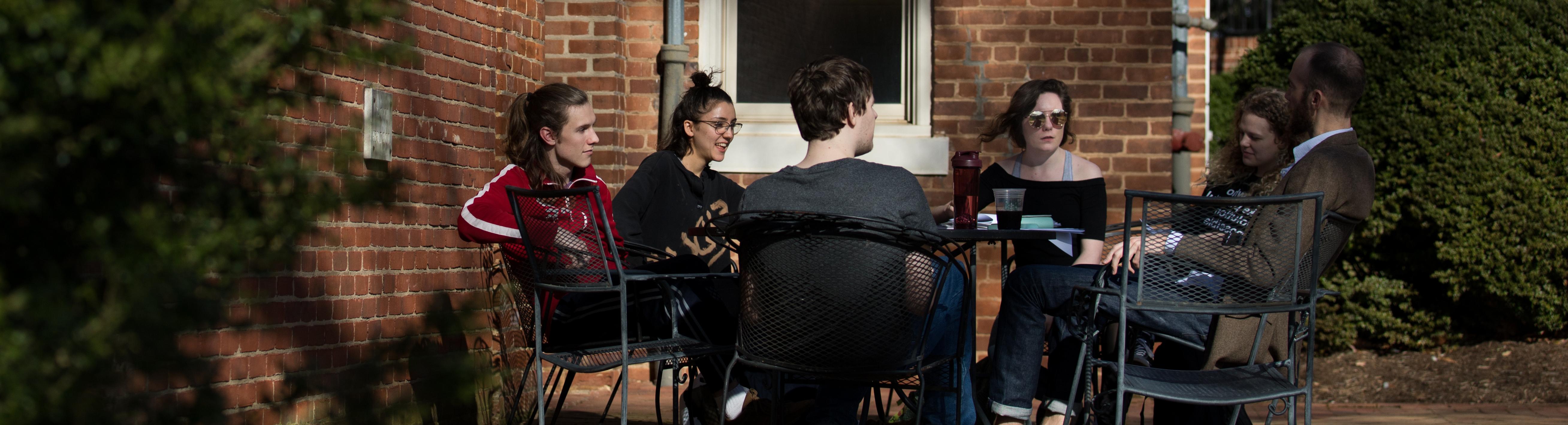 Students in an outdoor classroom