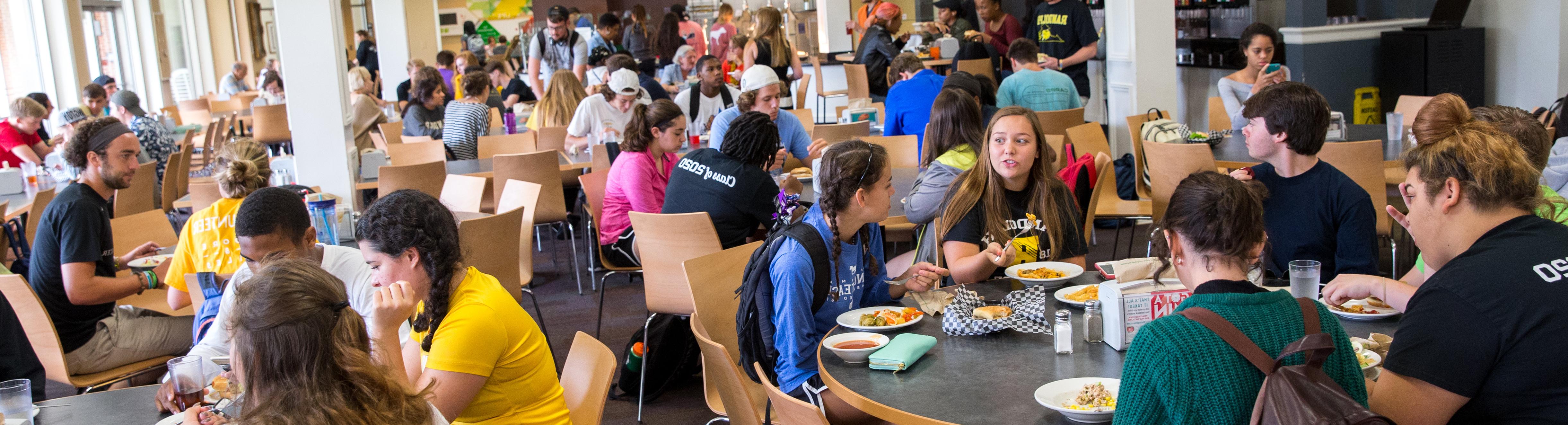 Student in dining hall